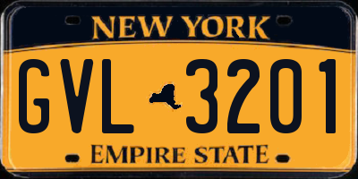 NY license plate GVL3201