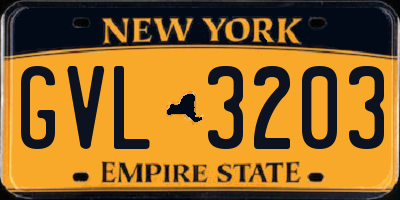 NY license plate GVL3203