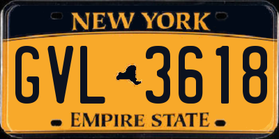 NY license plate GVL3618