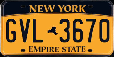 NY license plate GVL3670