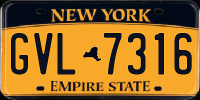 NY license plate GVL7316