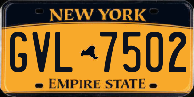 NY license plate GVL7502