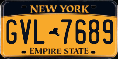 NY license plate GVL7689