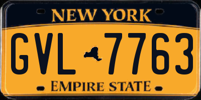 NY license plate GVL7763