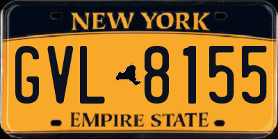 NY license plate GVL8155
