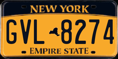 NY license plate GVL8274