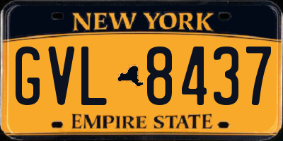 NY license plate GVL8437