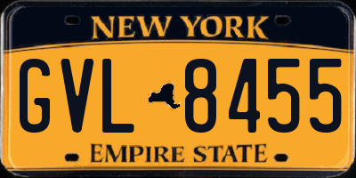 NY license plate GVL8455