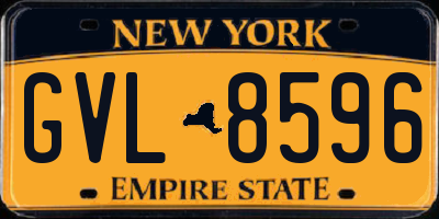 NY license plate GVL8596
