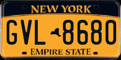 NY license plate GVL8680