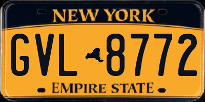 NY license plate GVL8772