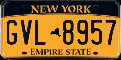 NY license plate GVL8957