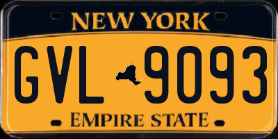 NY license plate GVL9093
