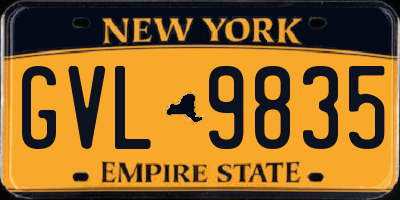 NY license plate GVL9835