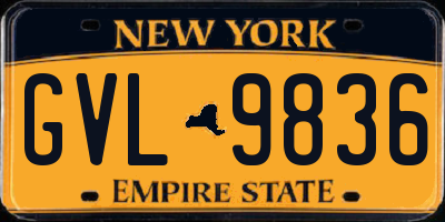 NY license plate GVL9836