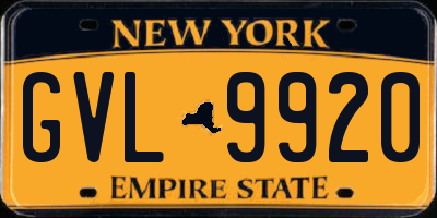 NY license plate GVL9920