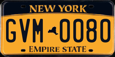 NY license plate GVM0080
