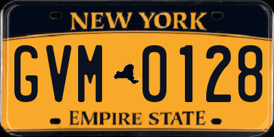 NY license plate GVM0128