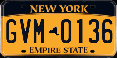 NY license plate GVM0136