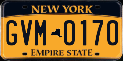 NY license plate GVM0170