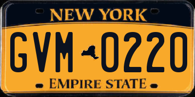 NY license plate GVM0220