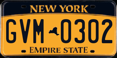 NY license plate GVM0302