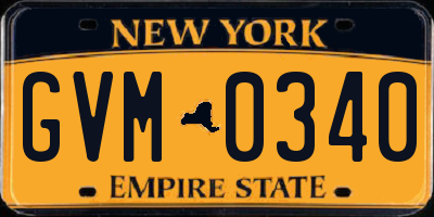 NY license plate GVM0340
