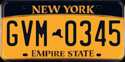 NY license plate GVM0345