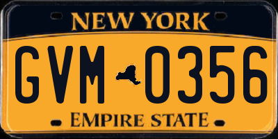 NY license plate GVM0356