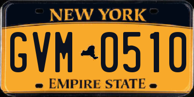 NY license plate GVM0510