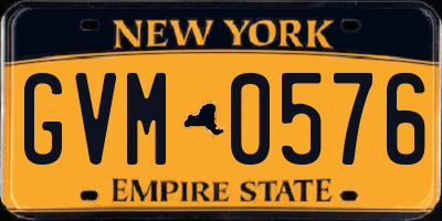 NY license plate GVM0576