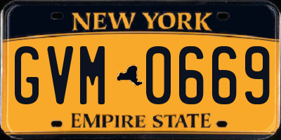 NY license plate GVM0669