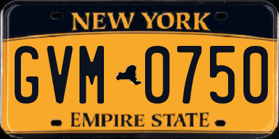 NY license plate GVM0750
