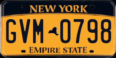NY license plate GVM0798