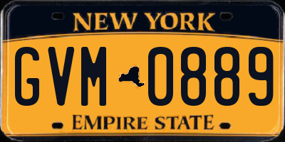 NY license plate GVM0889