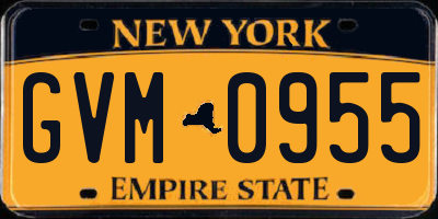 NY license plate GVM0955