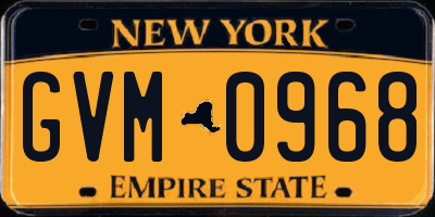 NY license plate GVM0968