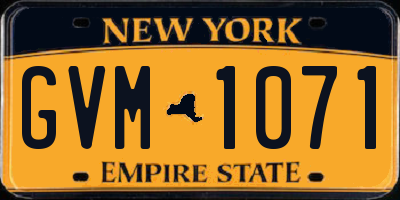 NY license plate GVM1071