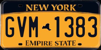 NY license plate GVM1383