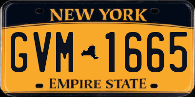 NY license plate GVM1665