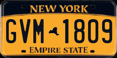 NY license plate GVM1809