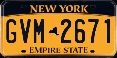 NY license plate GVM2671