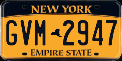 NY license plate GVM2947