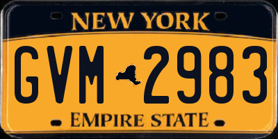 NY license plate GVM2983