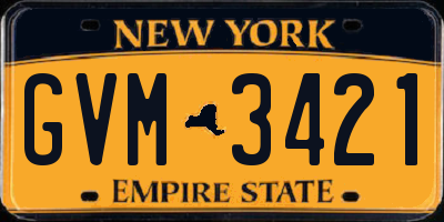 NY license plate GVM3421