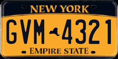 NY license plate GVM4321