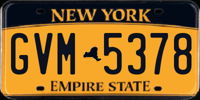 NY license plate GVM5378