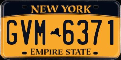 NY license plate GVM6371