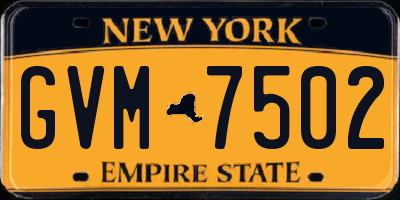 NY license plate GVM7502