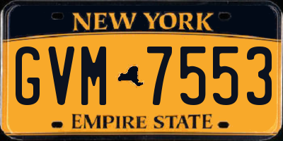 NY license plate GVM7553